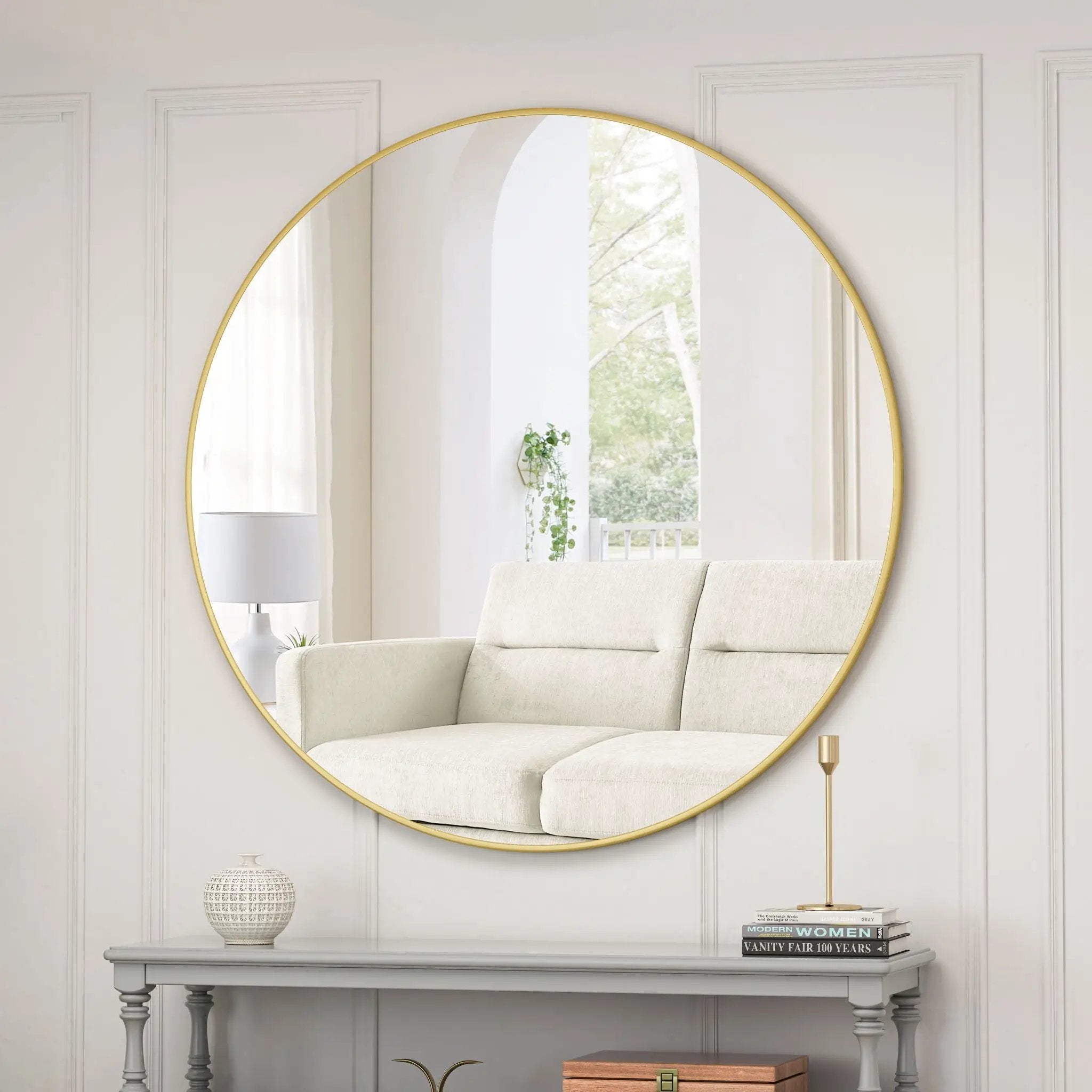 Wall Circular Mirror Metal Framed Mirror Round Vanity Mirror Dressing Mirror, For Bathroom, Living Room, Bedroom Wall Decor by HouseOfZazla