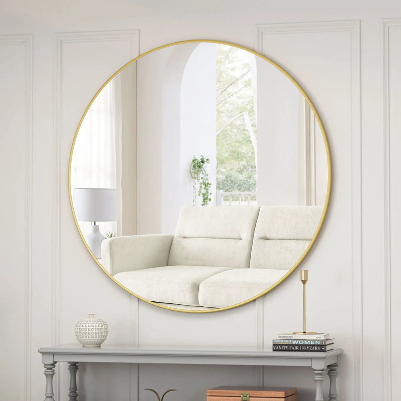 Wall Circular Mirror Metal Framed Mirror Round Vanity Mirror Dressing Mirror, For Bathroom, Living Room, Bedroom Wall Decor by HouseOfZazla