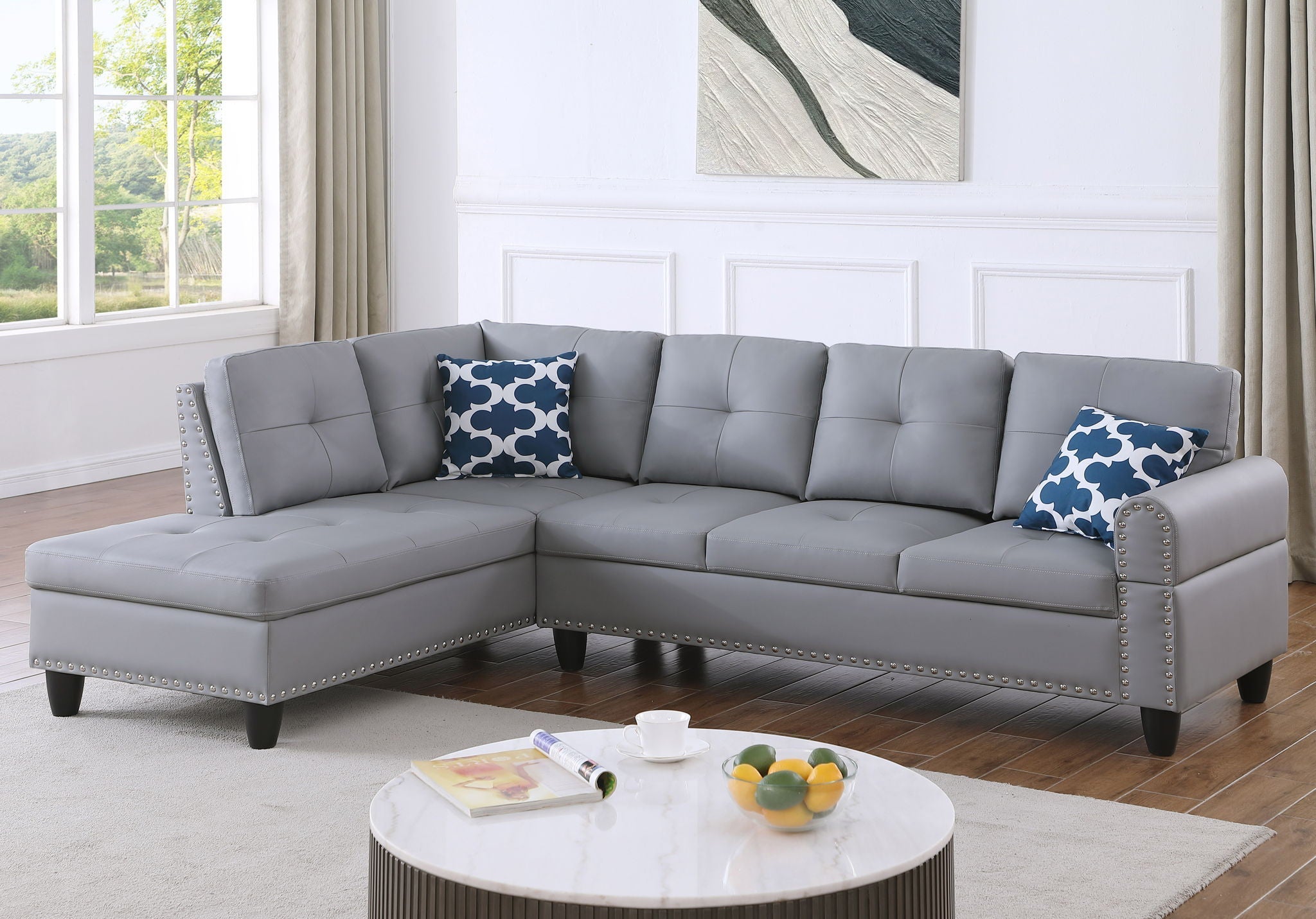 Irine - Sectional Sofa With Ottoman - Gray by HouseOfZazla