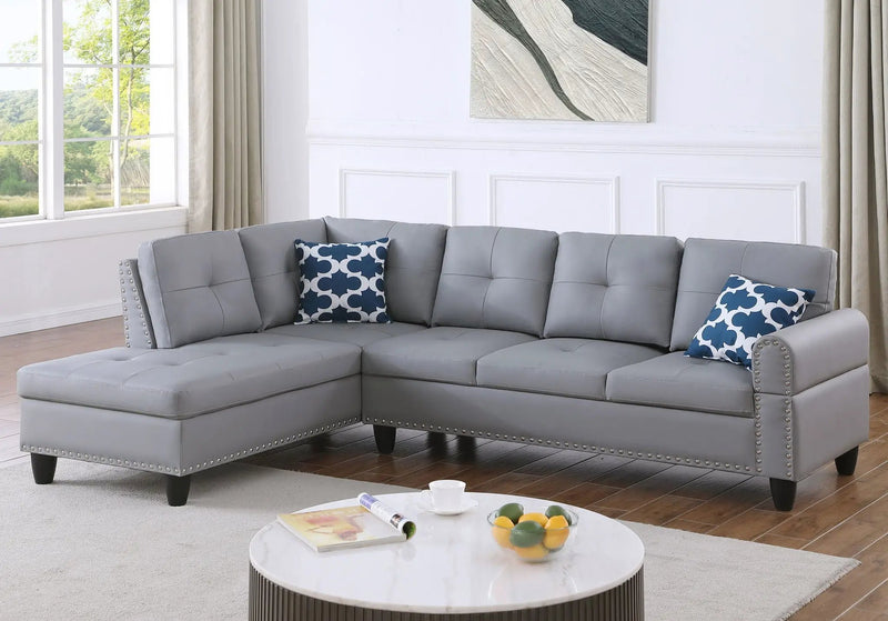 Irine - Sectional Sofa With Ottoman - Gray by HouseOfZazla