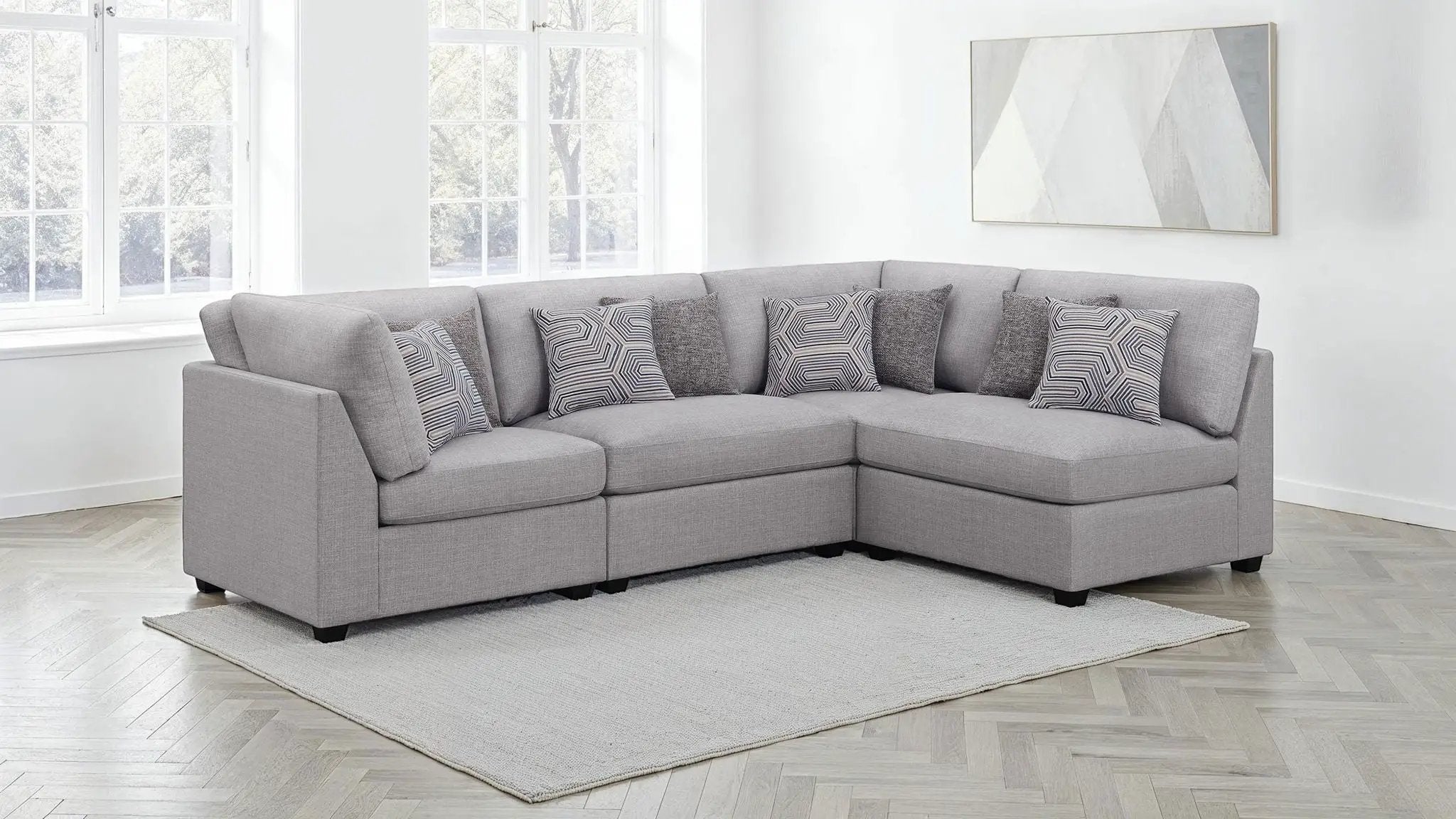 Cambria 4-piece Upholstered Modular Sectional Sofa Grey by Unique Piece Furniture