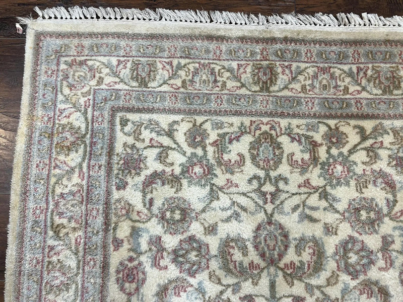 Indo Persian Rug 4x6, Vintage Handmade Wool Carpet, Floral Allover Pattern, Beige, Pair A by Jewel Rugs