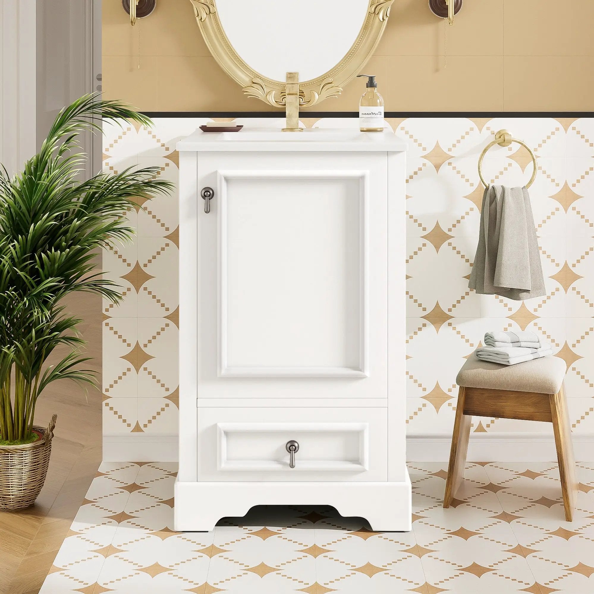 Bathroom Vanity With Sink, Soft Close Door, Adjustable U-Shaped Shelf by Unique Piece Furniture