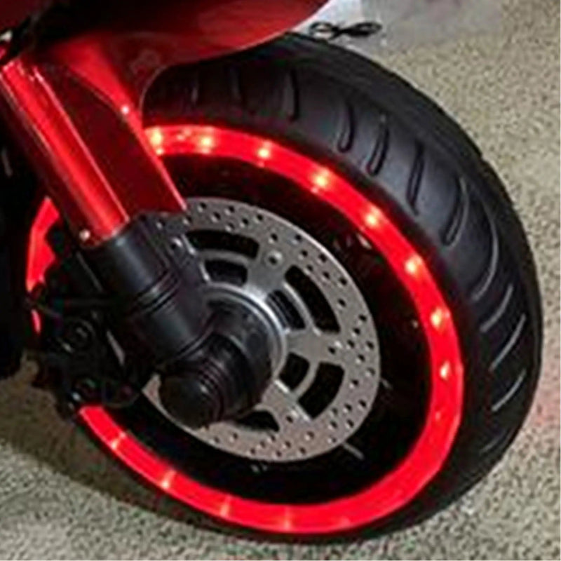 Kids 12V Motorcycle With Training Wheels, Manual Throttle, And Lighting Wheels For Boys And Girls Ages 3-6 - Red by HouseOfZazla