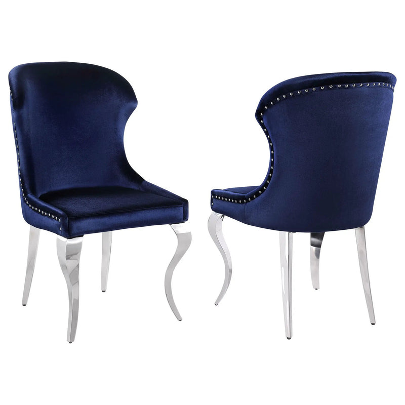 Cheyanne Upholstered Dining Side Chair Ink Blue (Set of 2) by Unique Piece Furniture