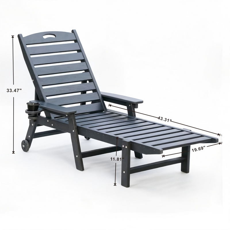 HDPE Chaise Lounge Chair Outdoor with Adjustable Backrest by HouseOfZazla