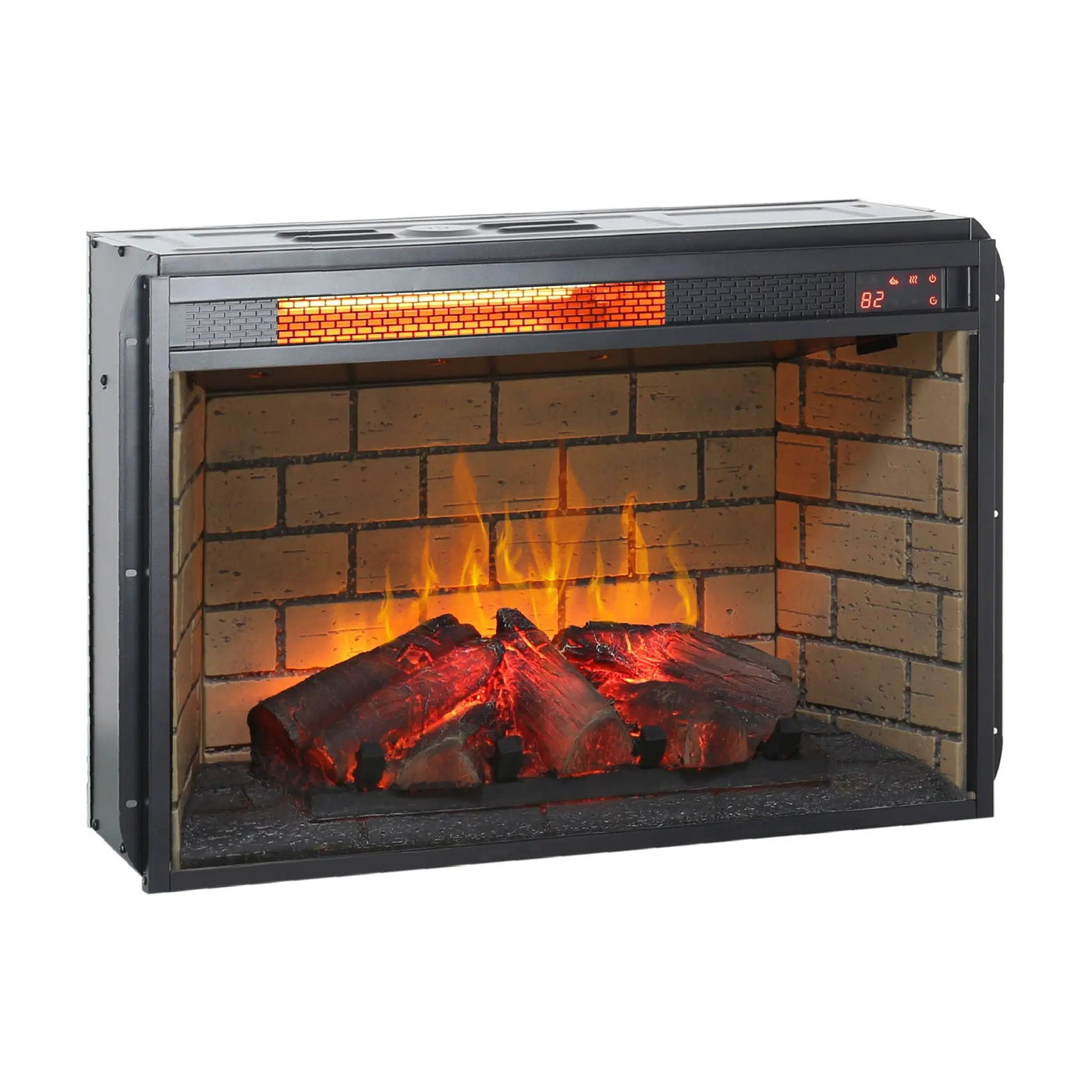 Infrared Quartz Heater Fireplace Insert -Woodlog Version With Brick by Unique Piece Furniture