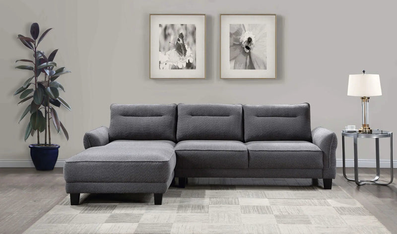 Caspian Upholstered Curved Arm Chaise Sectional Sofa Grey by Unique Piece Furniture