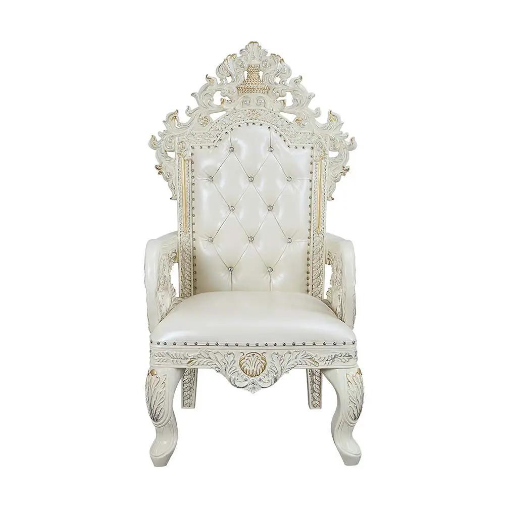 Adara - Arm Chair (Set of 2) - Pearl White Synthetic Leather & Antique White by Unique Piece Furniture