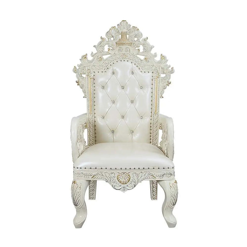 Adara - Arm Chair (Set of 2) - Pearl White Synthetic Leather & Antique White by Unique Piece Furniture