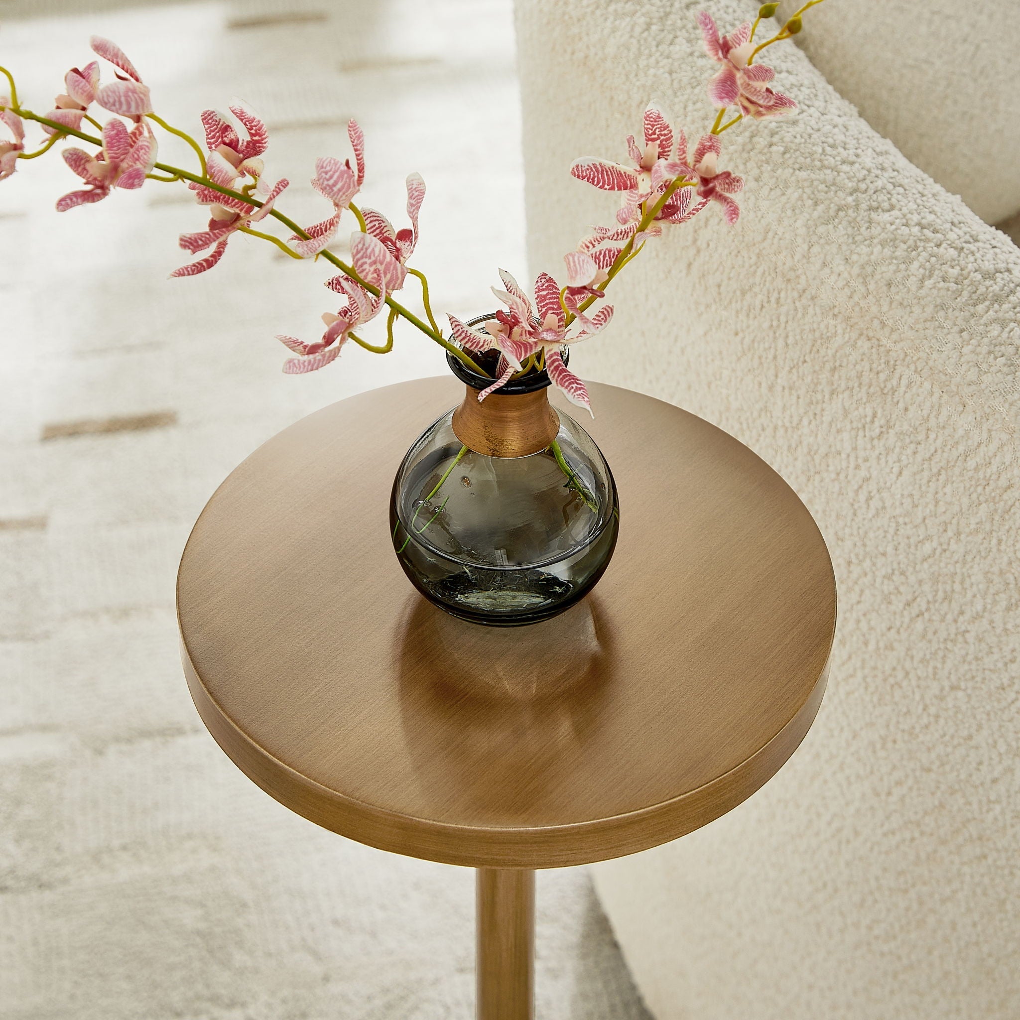 Morven - Adjustable Height Accent Table With Round Top - Antique Brass by HouseOfZazla