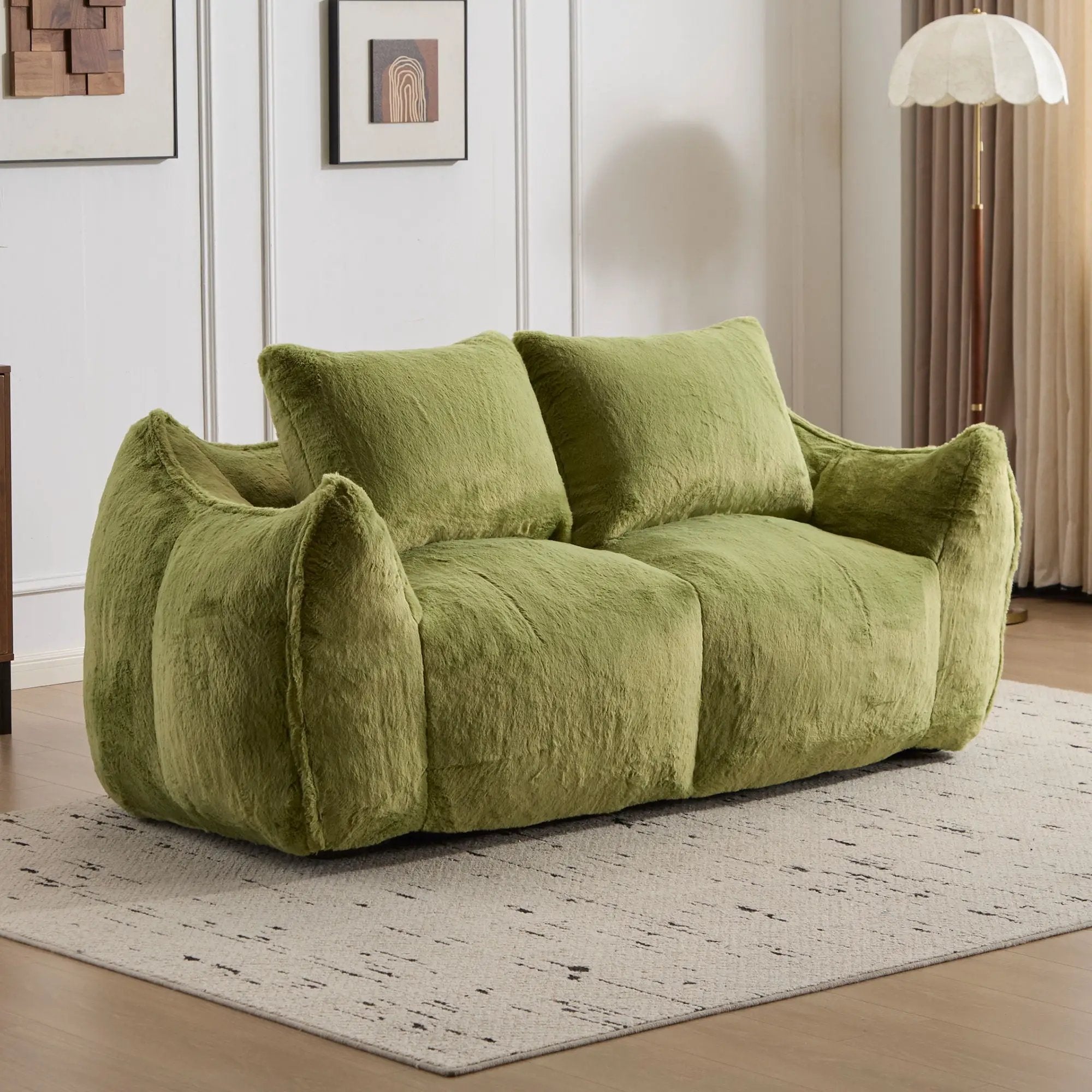 Giant Bean Bag Couch, Ultra Soft Fluffy Loveseat For Living Room by Unique Piece Furniture