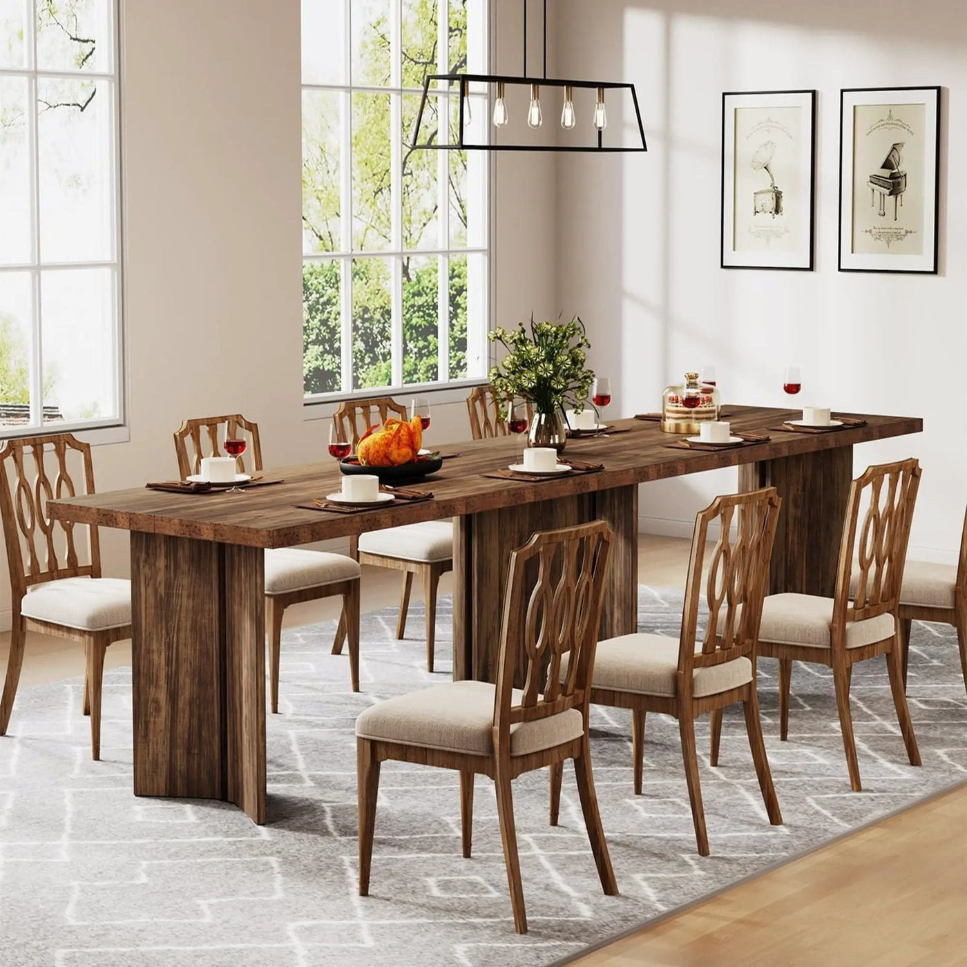 Dining Table For 4 - 6 People, Kitchen Table With Thick Top by HouseOfZazla