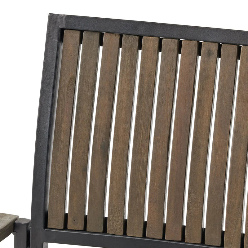 Vermilion Outdoor Dining Chair With Vertical Slat And Wooden Arm by HouseOfZazla