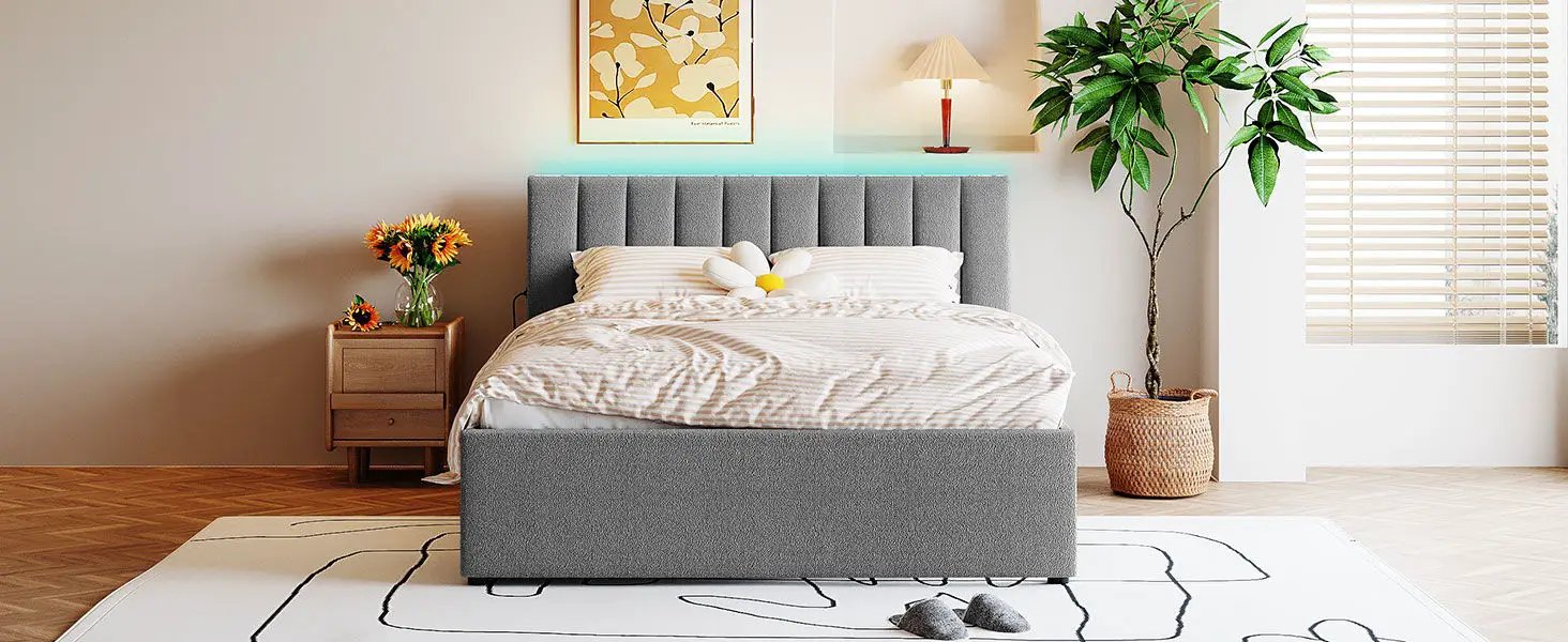 Upholstered Platform Bed With Trundle by HouseOfZazla