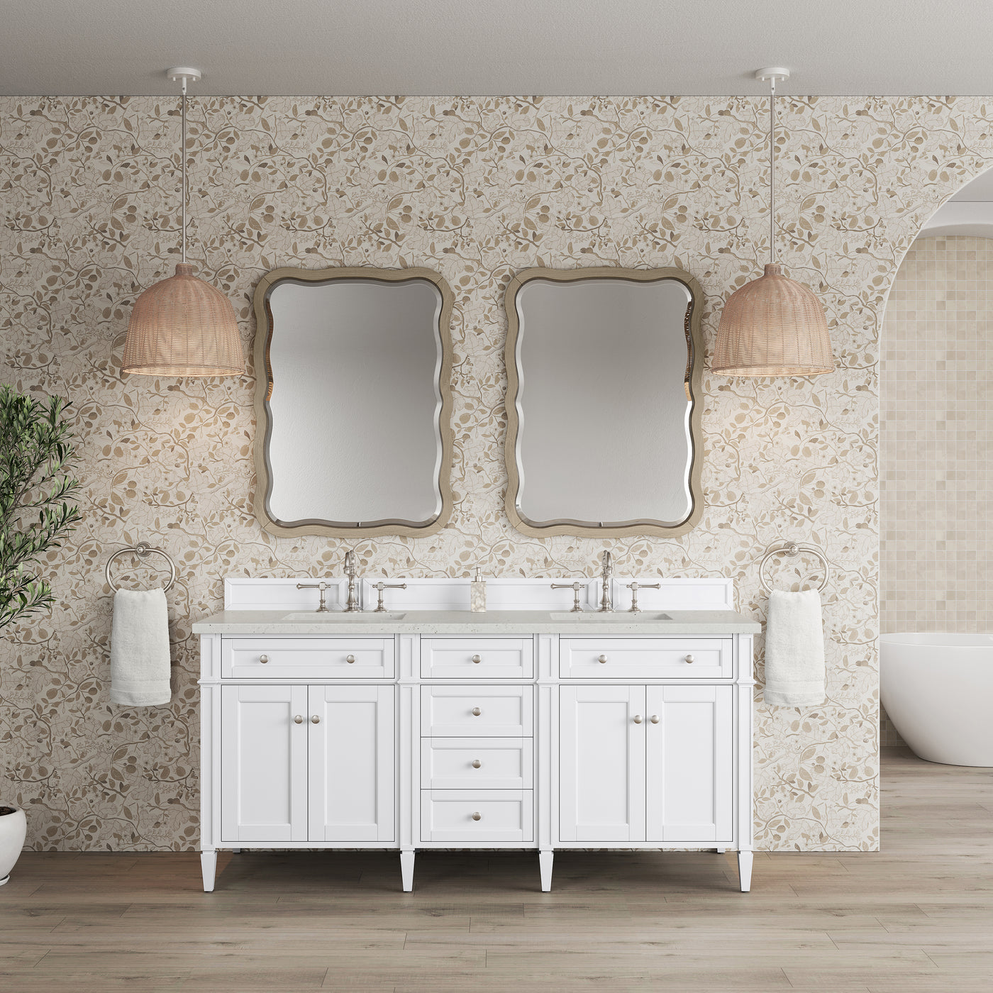 James Martin Brittany 72" Double Bathroom Vanity, Bright White, view 23