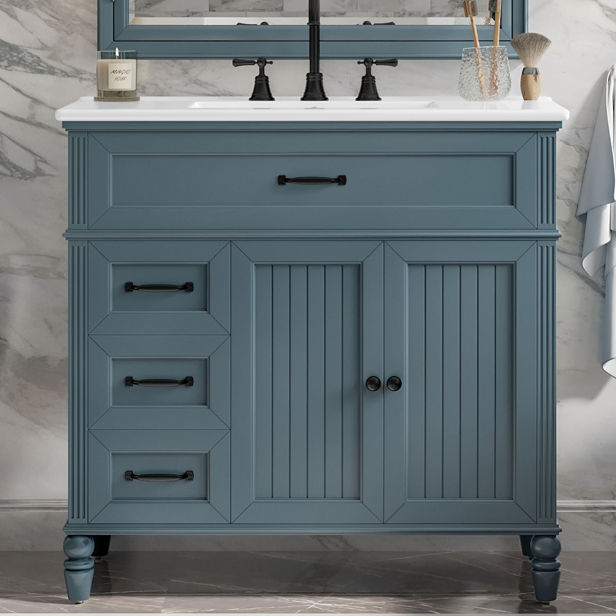 Bathroom Vanity With Sink, Freestanding Cabinet & Drawers by HouseOfZazla