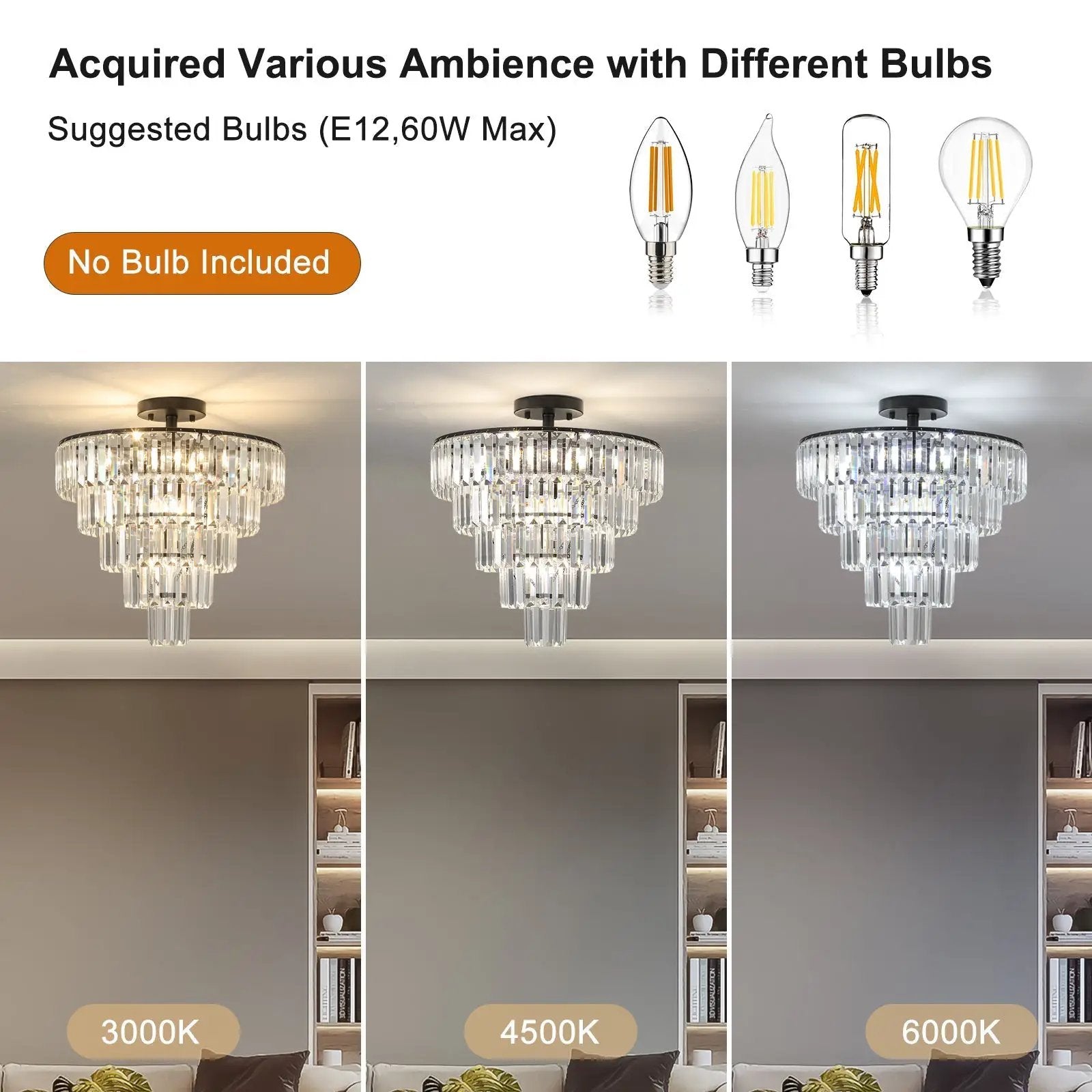 20" Black Crystal Chandelier Ceiling Light by HouseOfZazla