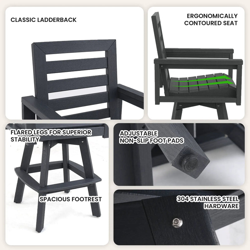 Outdoor 360° Swivel Bar Chair in Slate Grey by HouseOfZazla