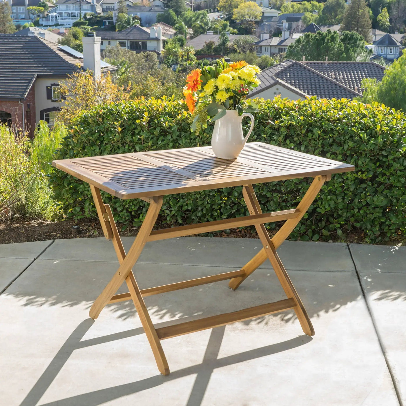 Blissique Outdoor Foldable Wood Dining Table With Slat Design by HouseOfZazla