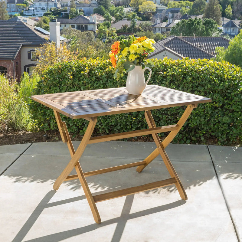 Blissique Outdoor Foldable Wood Dining Table With Slat Design by HouseOfZazla