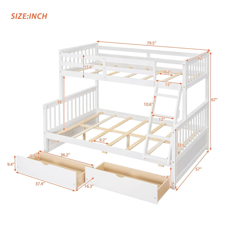 Bunk Bed With Ladders And 2 Storage Drawers by Unique Piece Furniture