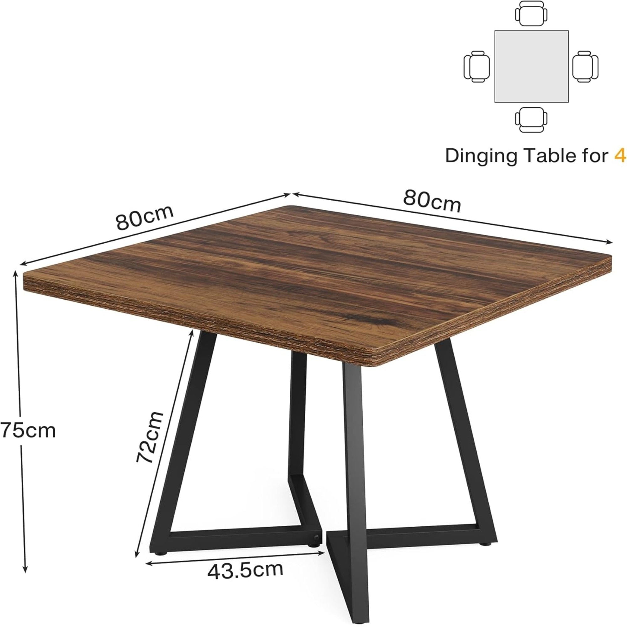Square Dining Compact Kitchen Table - Brown / Black by HouseOfZazla