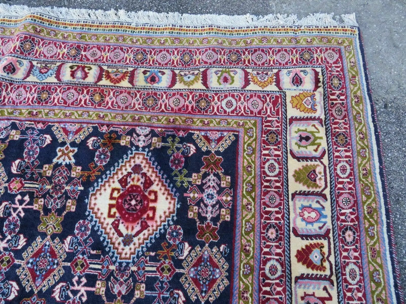 Oversized Persian Shiraz Tribal Rug 13x19, Palace Sized Oriental Carpet, Handmade Hand-Knotted X Large Rug, Red Blue Cream, Allover Herati Pattern by Jewel Rugs