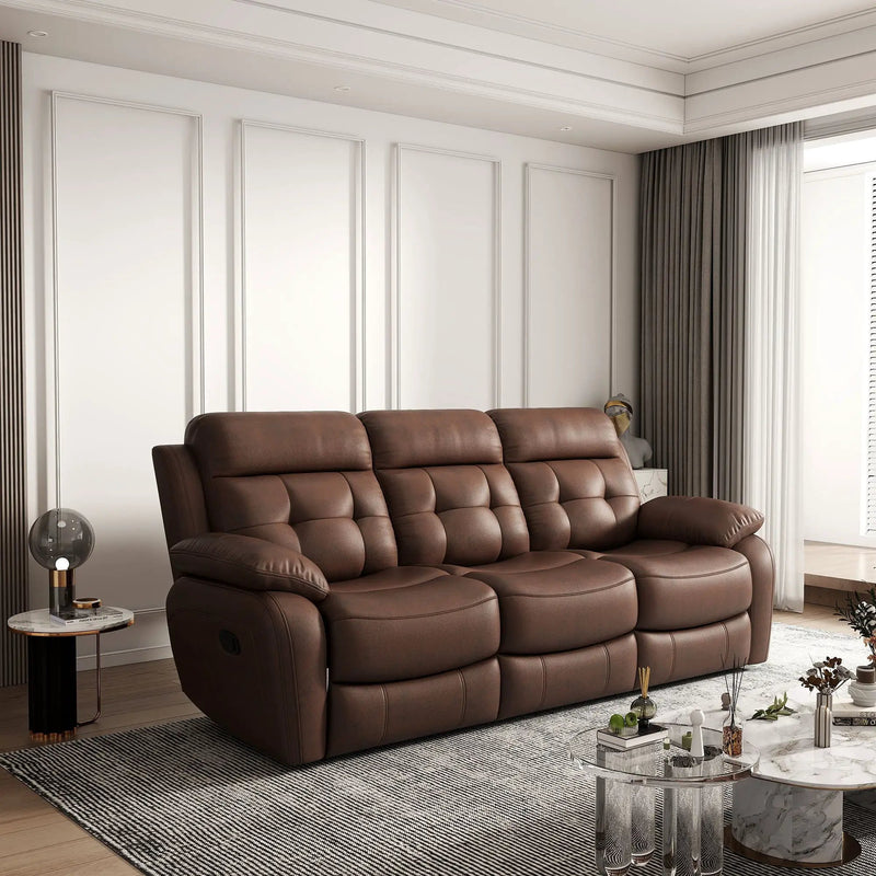 Genuine Non Power Reclining Sofa With Drop Down Table, Stainless Steel Cupholders And Magazine Bag by HouseOfZazla