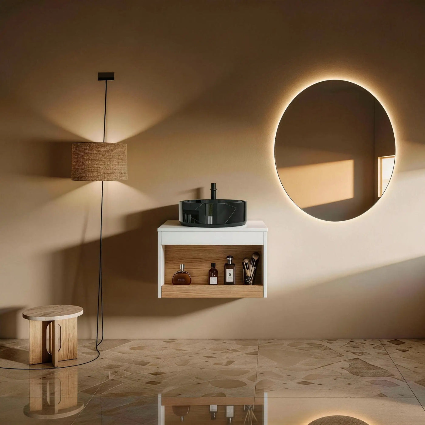 Floating Bathroom Vanity With Vessel Sink With Open Shelf Storage by Unique Piece Furniture