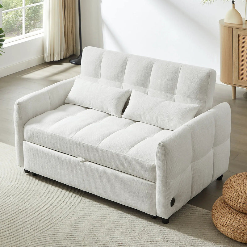 Loveseat Sofa Pull-Out Bed With Adjustable Backrest, 3 USB Ports And 2 Lumbar Pillows For Living Room by HouseOfZazla