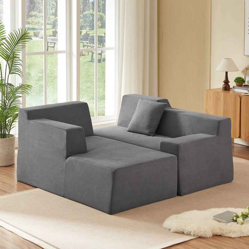Modern Minimalist L-Shaped Corduroy High Back Sofa by HouseOfZazla