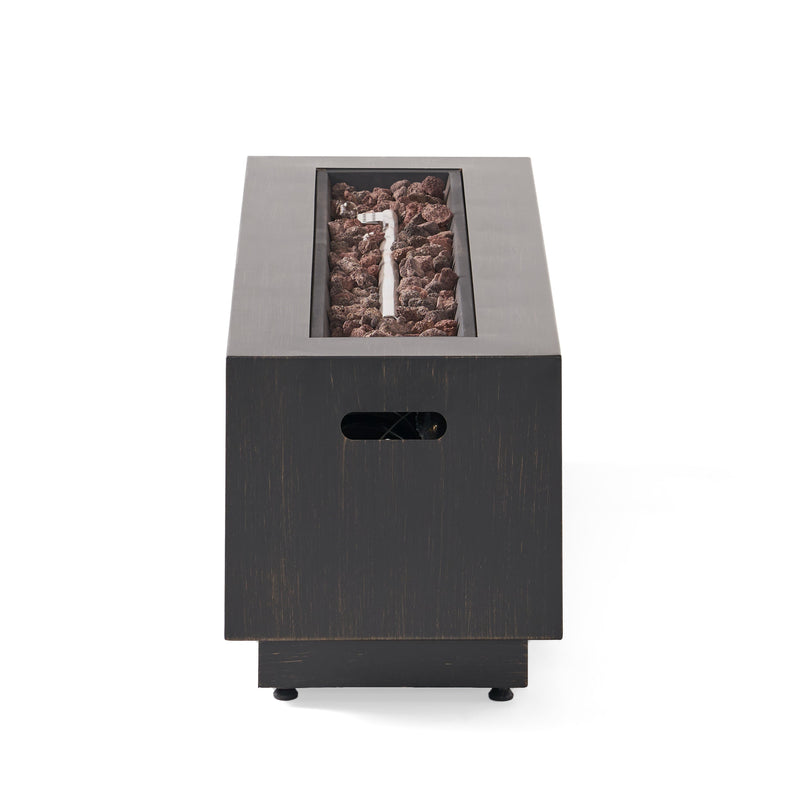 RECTANGULAT IRON FIRE PIT-50 000BTU WITH TANK HOLDER by HouseOfZazla