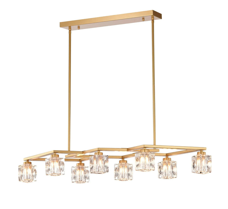 Crystal Chandelier For Dining Room, 8 Light Kitchen Chandelier Light Fixture Modern Metal Industrial Chandeliers For Farmhouse Entryway Living Room (8*G9 Bulbs Included) - Matte Gold by HouseOfZazla