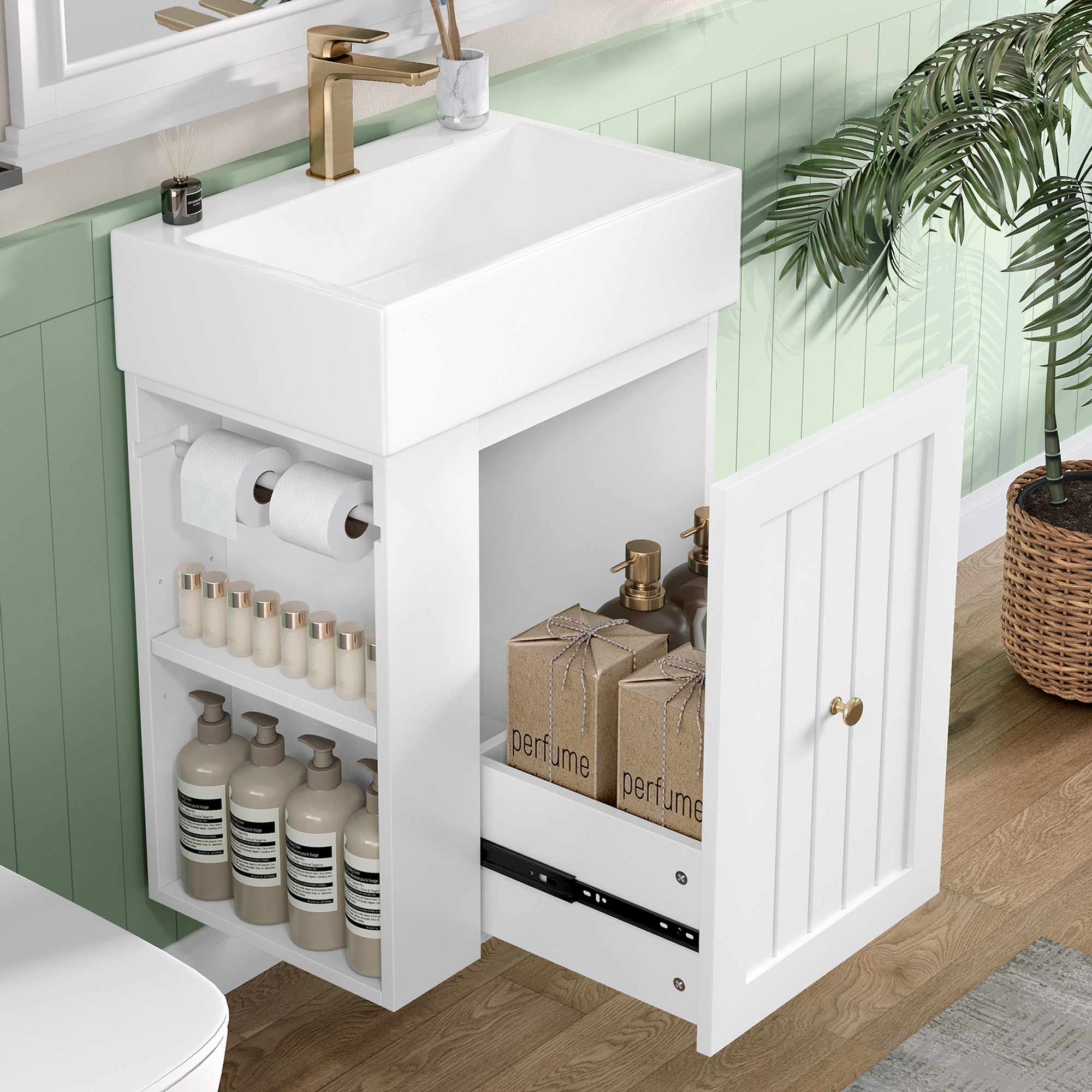20-Inch Bathroom Vanity with Ceramic Sink and Storage Cabinet by HouseOfZazla