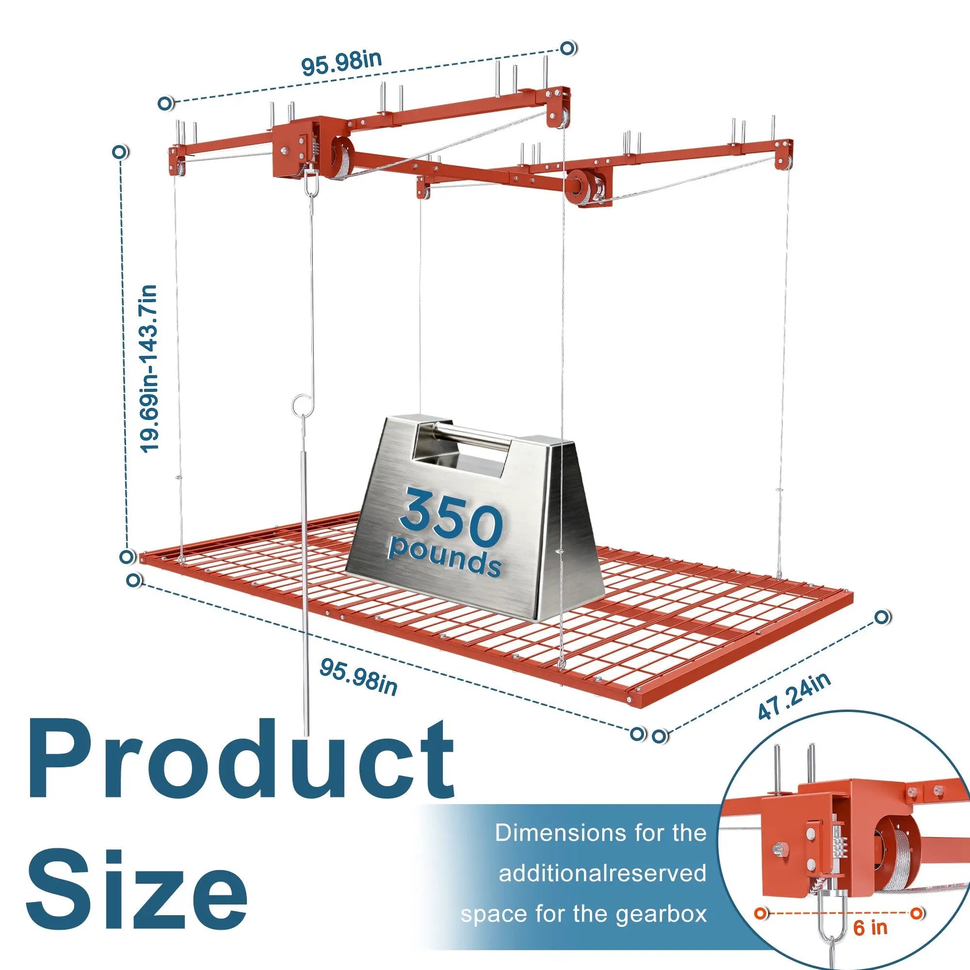 Orange Overhead Garage Storage Rack 4x8 FT by HouseOfZazla