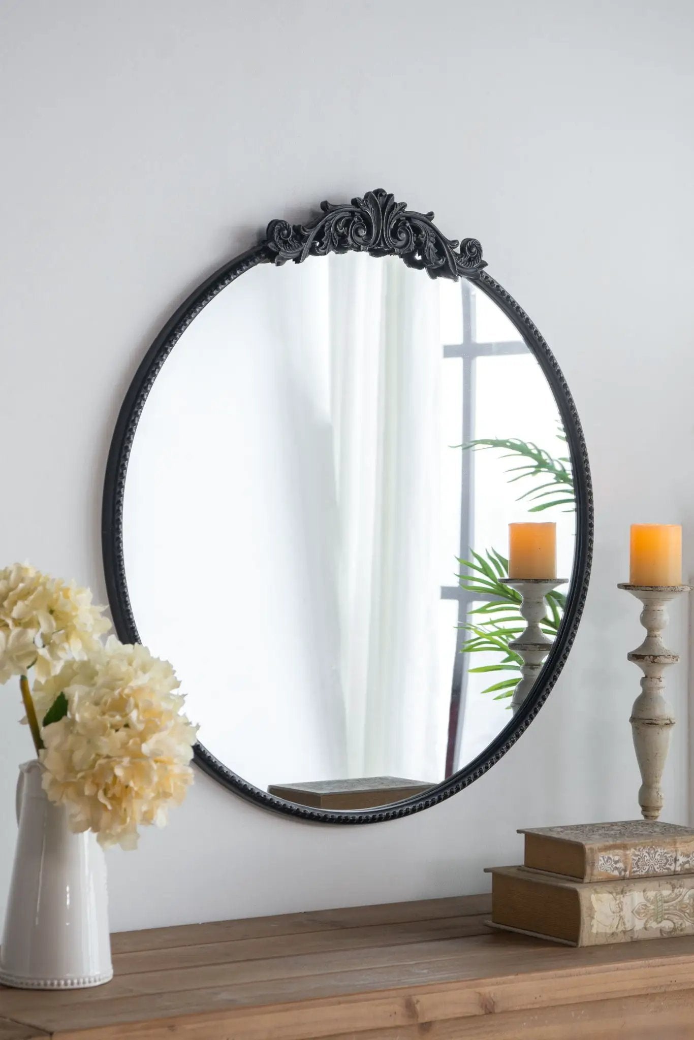 Classic Design Mirror With Baroque Inspired Frame For Bathroom, Entryway Console Lean Against Wall by Unique Piece Furniture