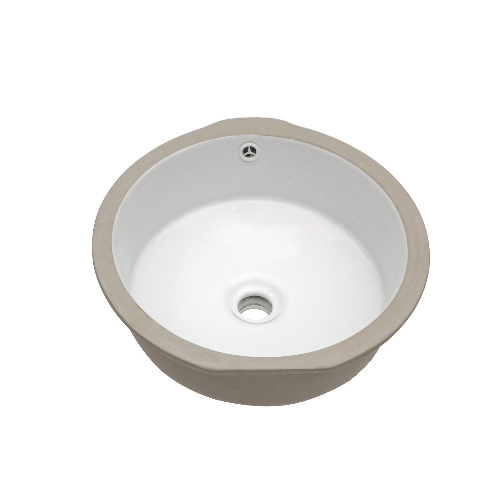 Ceramic Round Undermount Bathroom Sink With Overflow, European Style - White by HouseOfZazla