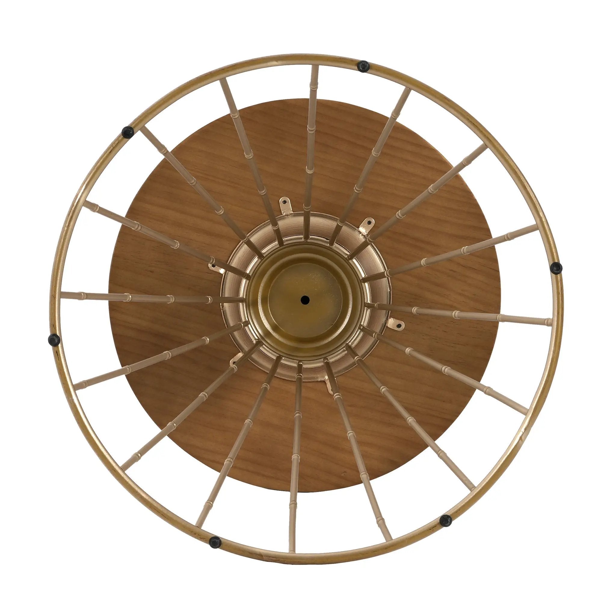 Hollow Edge Retro Art Pine Side Table with Antique Gold and Natural Color by HouseOfZazla