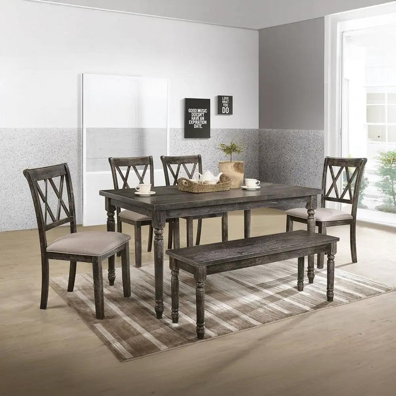Claudia II - Side Chair (Set of 2) - Beige Fabric & Weathered Gray by Unique Piece Furniture