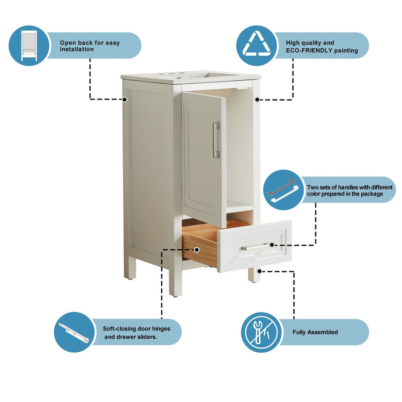 Fully Assembled 18'' Bathroom Vanity by HouseOfZazla
