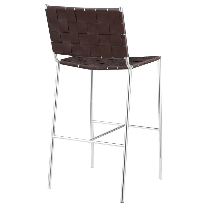 Adelaide Upholstered Pub Height Bar Stool Brown and Chrome by Unique Piece Furniture