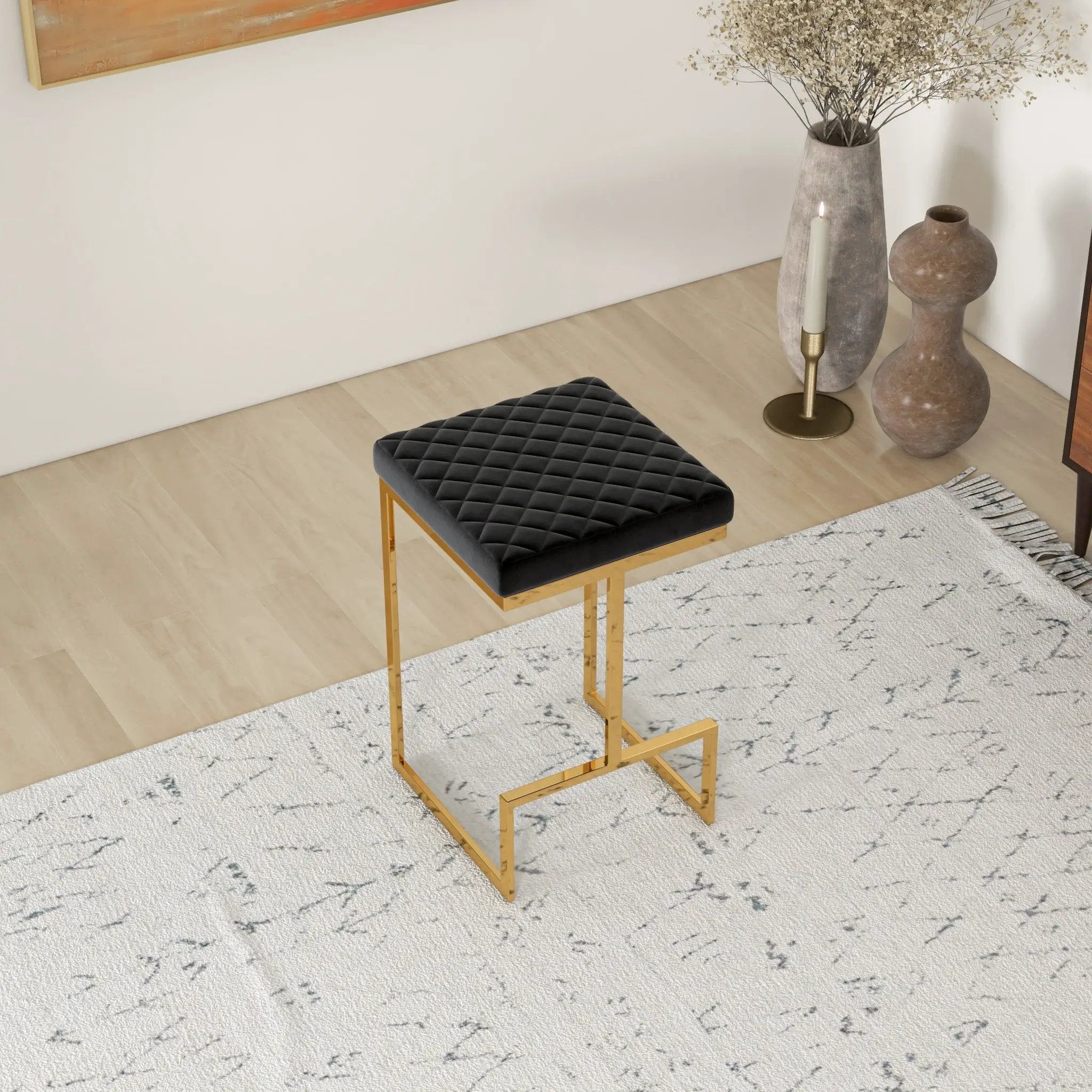 Joel - Upholstered Stool - Black / Gold by Unique Piece Furniture