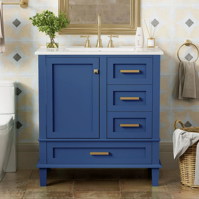 Bathroom Vanity, Modern Bathroom Cabinet With Sink Combo Set, Bathroom Storage Cabinet With A Soft Closing Door And 3 Drawers, Solid Wood Frame by HouseOfZazla