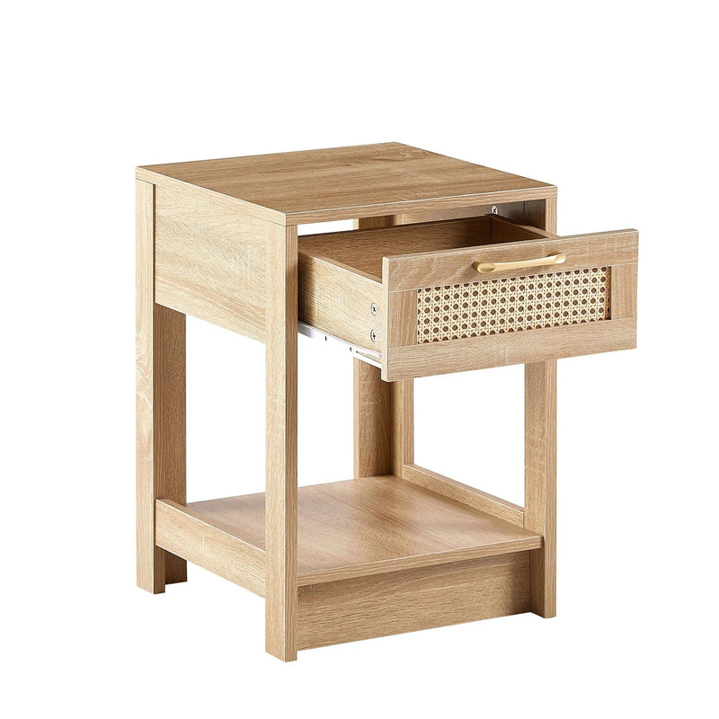 15.75" Rattan End Table With Drawer, Modern Nightstand, Side Table For Living Room, Bedroom by HouseOfZazla