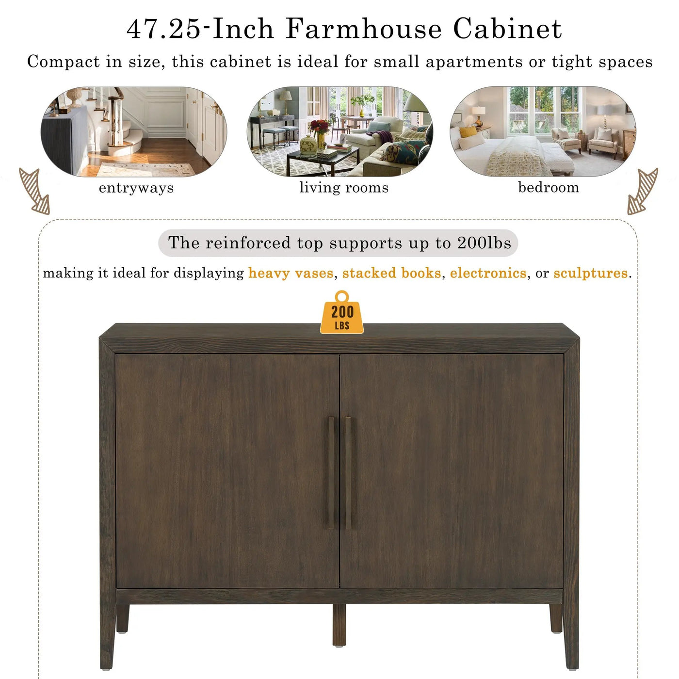 U_STYLE 47.25-Inch Farmhouse Sideboard by HouseOfZazla