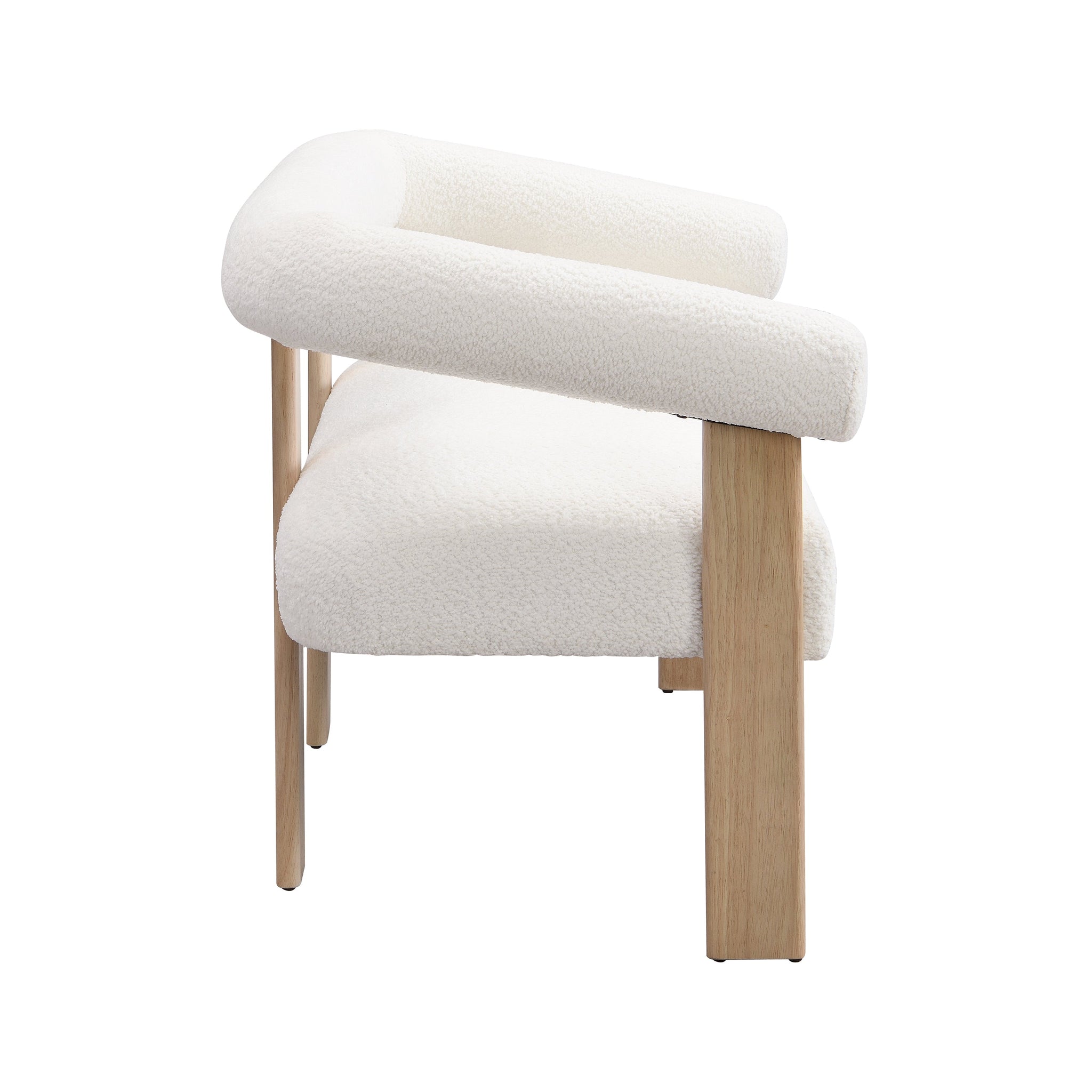 Round Armrest Loveseat (Beige + Natural) by HouseOfZazla