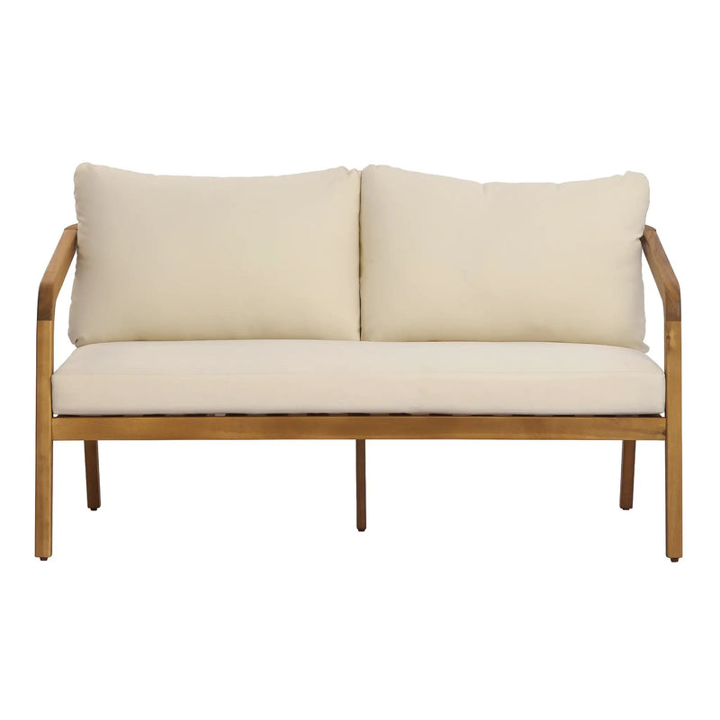 2-Piece Outdoor Loveseat & Coffee Table Set Acacia Wood Frame with PE Wicker Back & Water-Resistant Cushions by HouseOfZazla