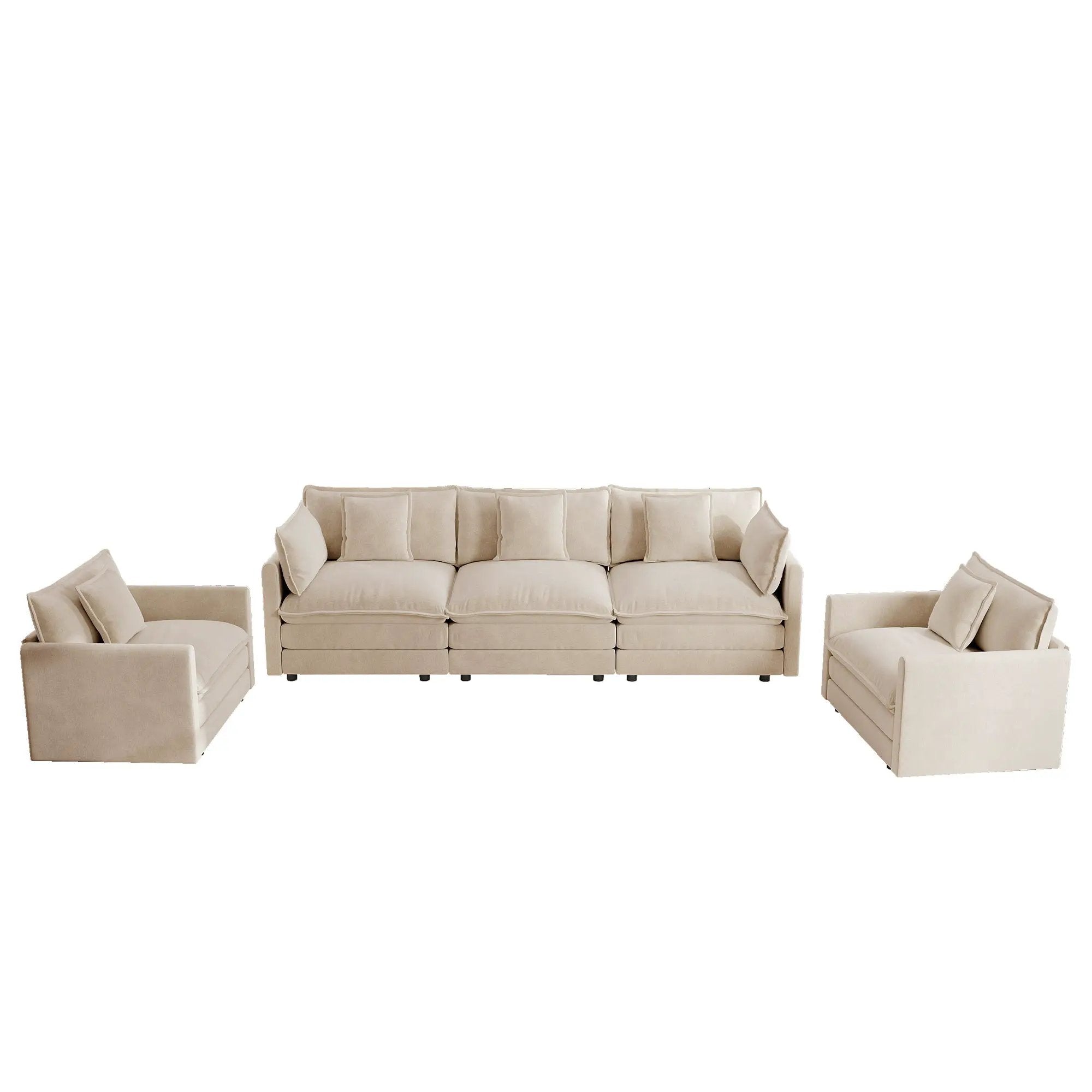 Modern Light Coffee Chenille Sofa Set of 3 by HouseOfZazla
