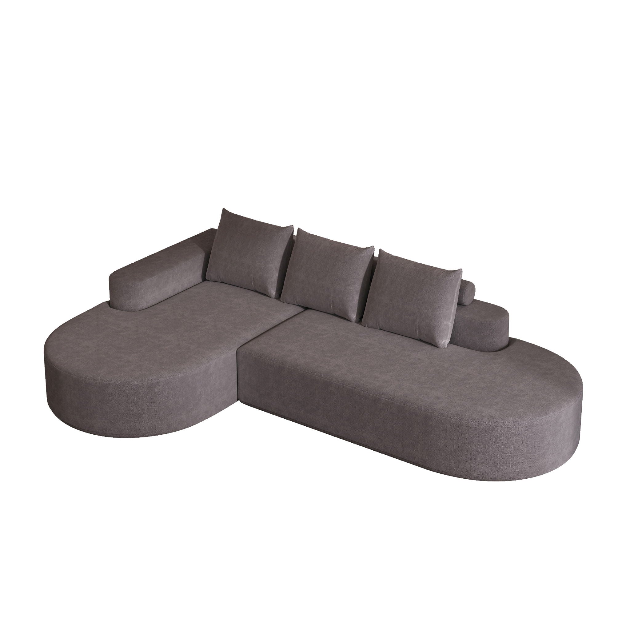 Modern Curved Sofa, L-Shaped Modular Sectional Set With 3 Pillows by HouseOfZazla